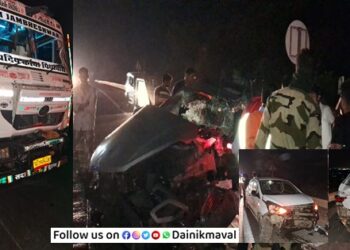 मुंबई-पुणे एक्सप्रेस वेवर अपघाताचा थरार..! ब्रेक फेल ट्रकची सहा वाहनांना धडक, अनेकजण जखमी, 1 ठार