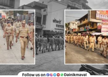 route march by Kamshet police