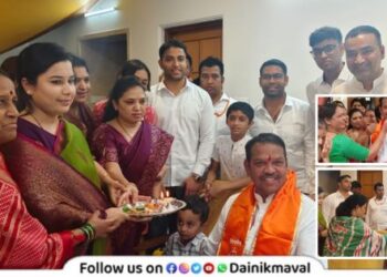 मावळ लोकसभा 2024 निकाल : श्रीरंग बारणे यांच्या निवासस्थानी जल्लोषाचे वातावरण, कुटुंबीयांकडून बारणेंचे औक्षण – पाहा फोटो