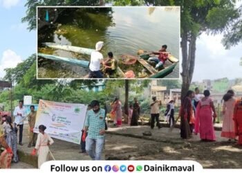 Cleaning of historical lake in Vadgaon Maval City