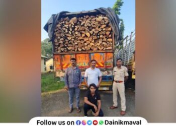 Truck illegally transporting wood seized in Mundhavare village Maval