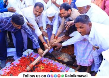 Inauguration of work of new bridge at Varale to Nanoli village Maval