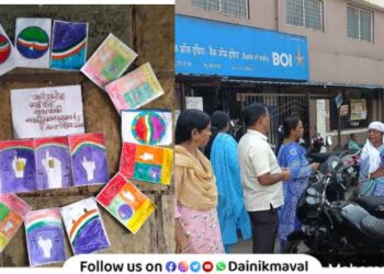 An activity of students of Gahunje School to spread awareness about voting by distributing gift cards