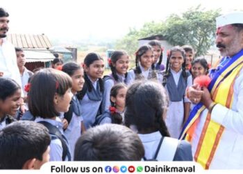 During campaign Bapusaheb Bhegade was friendly with children distributing chocolates