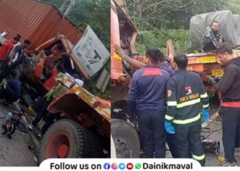 Two vehicle accident on Mumbai Pune Expressway luckily driver survived