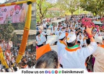 Maval Vidhan Sabha Grand walk and rally of Sunil Shelke in Talegaon Dabhade