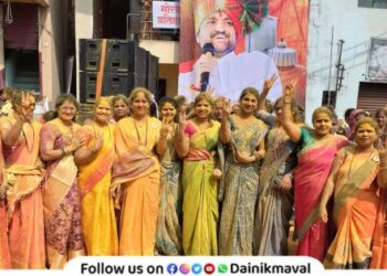 After historic victory of Sunil Shelke victory procession from village to village in Maval