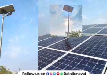Installation of solar street lights started on main roads in Vadgaon Maval