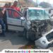 terrible accident involving an Alto car on Mumbai Pune Expressway leaves four seriously injured
