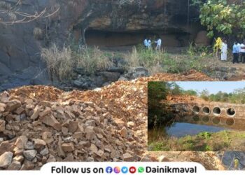 work of road leading to Buddha cave in Yelghol village of Maval has started