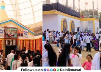 devotees came to see Lord Gautama Buddha and Asthistupa at historical Dhammabhumi in Dehu road