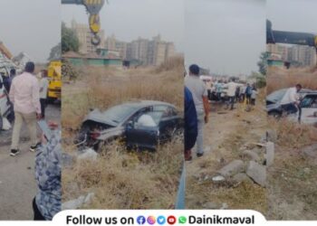 terrible accident involving four vehicles at Kamshet ghat in Maval