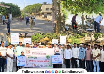 Cleanliness of historic lake and surroundings in Vadgaon Maval town under Project Amrit
