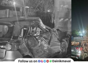 An accident between car and tempo on old Mumbai Pune highway two died Vadgaon Maval police