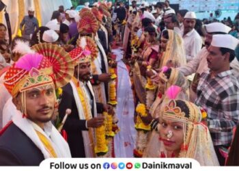 12 couples tied the knot in a community wedding ceremony in Karla Maval