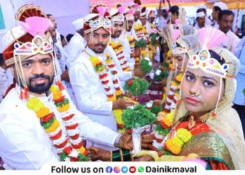 Comunity marriage ceremony of 18 couples held at Vadgaon Maval of late wrestler Keshavrao Dhore Pratishthan