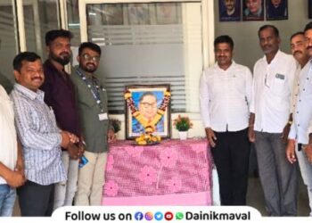 Babasaheb Ambedkar 134th birth anniversary celebrated at Darumbre Gram Panchayat Maval