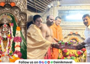 DCM Eknath Shinde family presents saree choli to Ekvira Devi of Karla