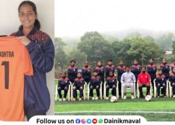 Aanchal More selected in Maharashtra team for 63 rd National Football Tournament first girl from Maval taluka