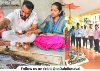 Villagers protest against Vadgaon Nagar Panchayat by performing abhishek at Mahadev temple