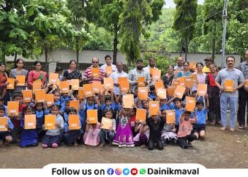 Health check-up of students distribution of school supplies at Yelaghol School in Pavan Maval
