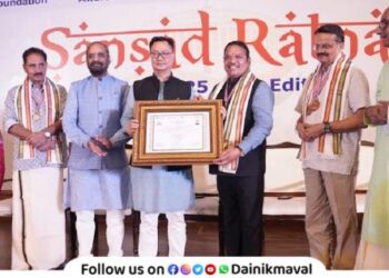 Maval MP Shrirang Barne honored with Impressive and Consistent Contribution to Parliamentary Democracy award