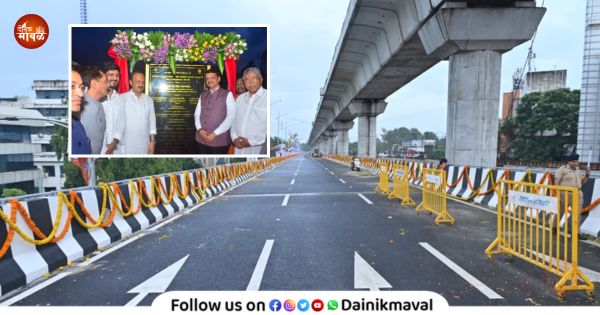 Chief Minister Devendra Fadnavis inaugurated the integrated double-decker flyover at Savitribai Phule Pune University Chowk.