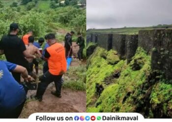tourist died after slipping on mountain and falling into valley while going to Visapur Fort Maval