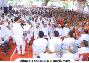 Nationalist Congress Party Ajit Pawar group rally at Vadgaon Maval MLA Sunil Shelke present