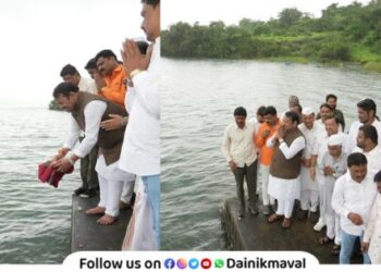 MP Shrirang Barne performs water puja for Pawanamai Pawana Dam News