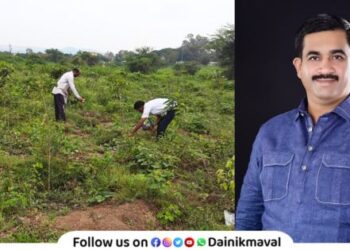 Prashant Bhagwat takes care of the trees planted on his birthday