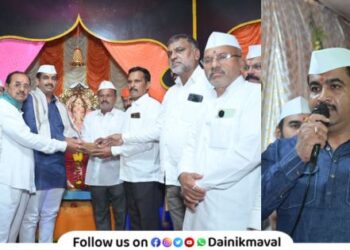 Maval Prashant Bhagwat received an enthusiastic welcome in villages during his visit to Ganesh Mandal