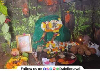 Sahyadri Pratishtan Maval perform Ghatsthapana at Tungai Devi Mandir Tung Fort