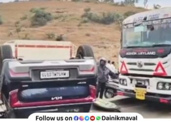 Two accidents on old Pune-Mumbai highway in Maval Car overturns at Dehu Road and Kamshet