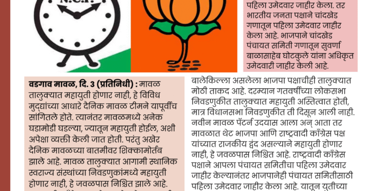 There will be no Mahayuti in Maval Taluka After NCP BJP announces candidates