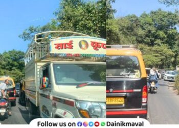 Due to narrow potholed road there is a major traffic jam on Dudhiware Khind route every weekend pavan maval