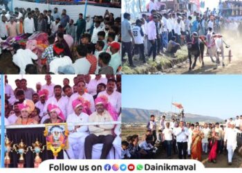 Photo grand Chhakdi bullock cart competition organized by Ashatai Waikar at Vehergaon