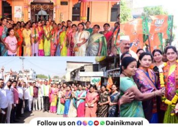 Ashatai Waikar received grand welcome from villagers of Kamshet Maval