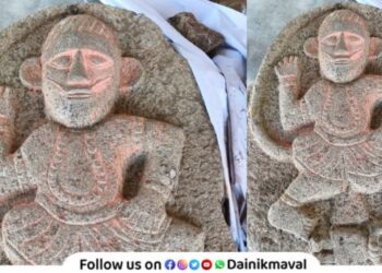 Ancient Hanuman idol found in Badhalwadi village in Maval During reconstruction of temple