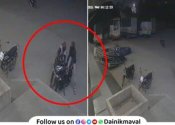 Two-wheeler theft incident captured on CCTV within Vadgaon Maval police station limits