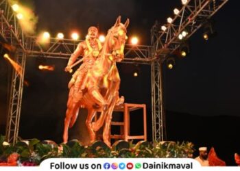 The equestrian statue of Chhatrapati Shivaji Maharaj was inaugurated in Malwandi Thule