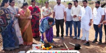 Aboli Dhore lays foundation stone for various development works in Vadgaon Maval