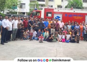 Fire and safety training by fire brigade at My Home Society in Talegaon Dabhade