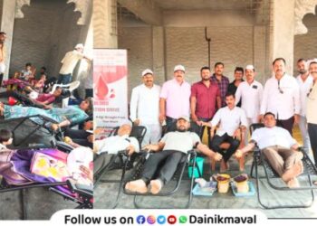 total of 80 people including 15 women donated blood at blood donation camp in Ajivali Village maval