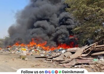 Massive fire breaks out at scrap warehouse along old Pune-Mumbai highway in Kamshet Maval