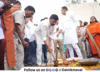 Bhumi Pujan of development works at Joshiwadi Thakarvasti in station area of ​​Talegaon Dabhade