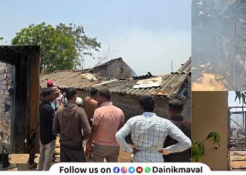 house of widow Shalan Dahibhate in Bedse Maval was gutted in fire caused by short circuit
