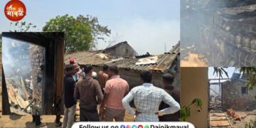 house of widow Shalan Dahibhate in Bedse Maval was gutted in fire caused by short circuit
