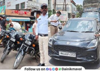Action taken against 105 motorists in Lonavala fines imposed for missing or fancy number plates