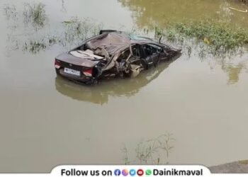 Horrific accident within limits of Waksai village near Karla Phata Maval speeding car plunges into astream two dead